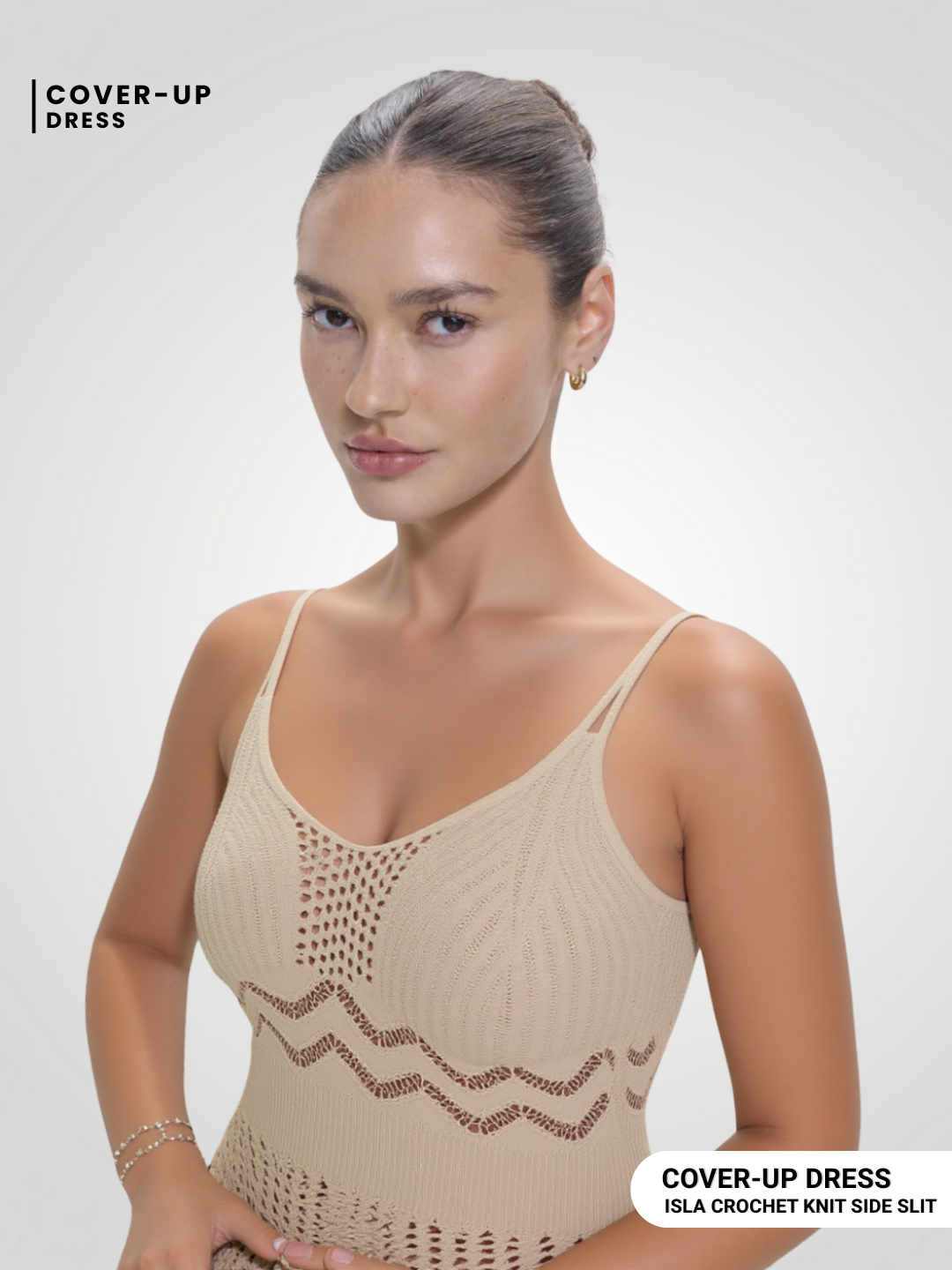 Liora Openwork Scoop Neck Tassel Cover-Up Dress - Camel