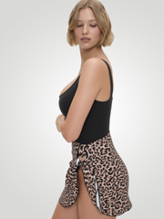 Aria Printed Scoop Neck Wide Strap One-Piece - Leopard