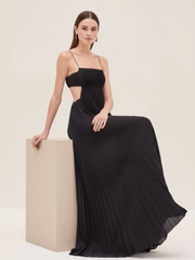 Selviera Cutout Ruched Maxi Cami Dress - Black