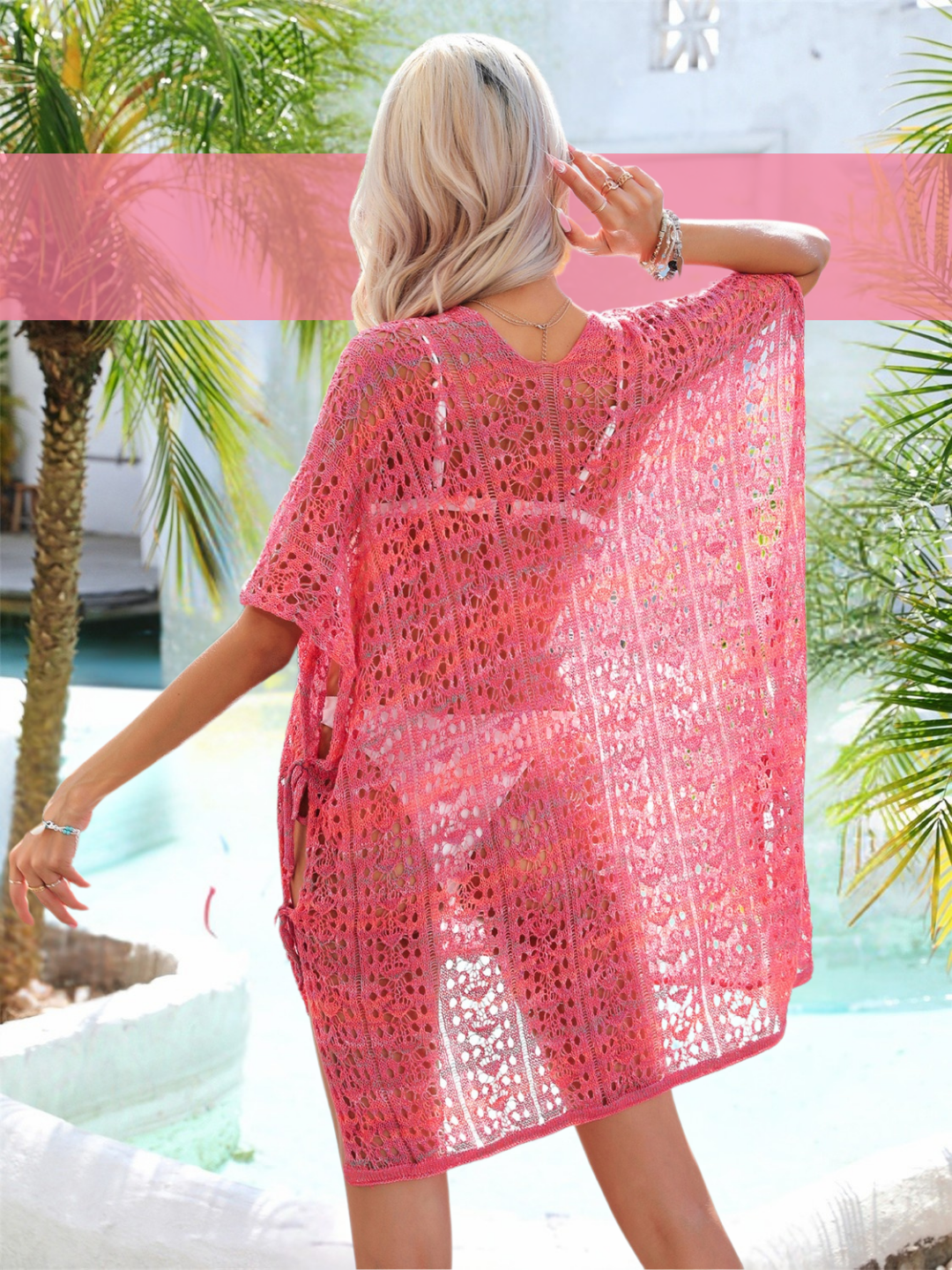 Aurora Angel Wings Slit Cover-Up - Hot Pink