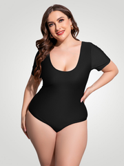 Coastal Ease Plus Size Scoop Neck One-Piece - Black