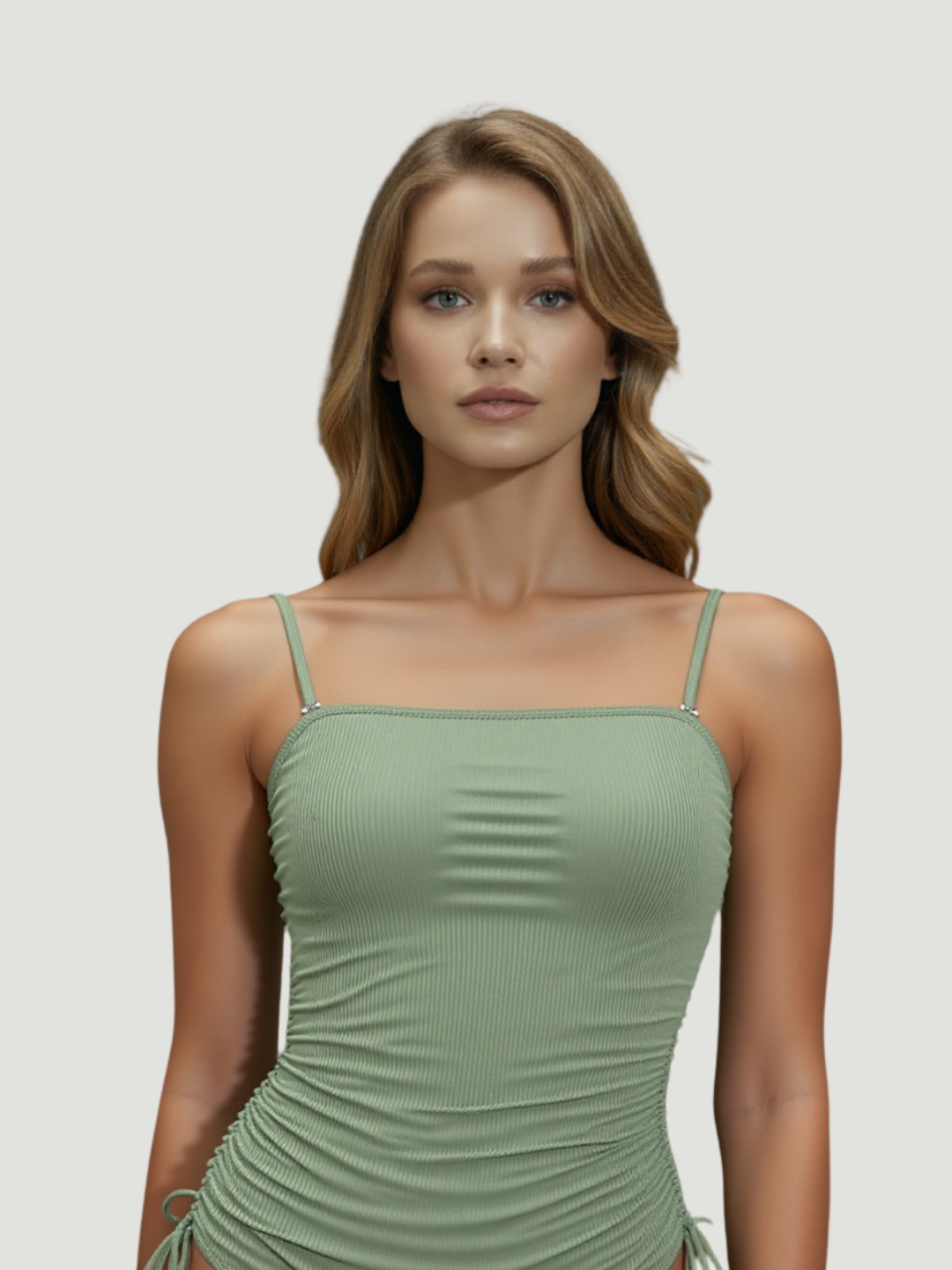 Sirena Ribbed Cutout One-Piece Swimsuit - Sage
