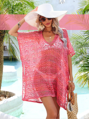 Aurora Angel Wings Slit Cover-Up - Hot Pink