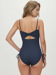 Sirena Ribbed Cutout One-Piece Swimsuit - Navy