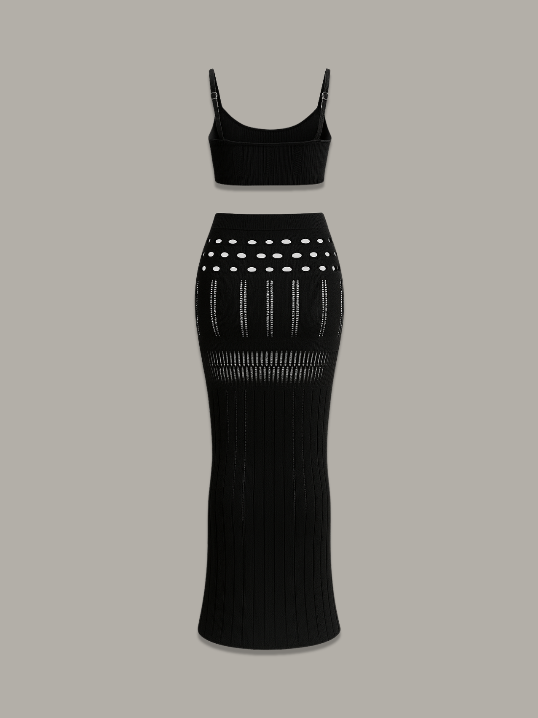 Elara Openwork Scoop Neck Cover-Up Set - Black