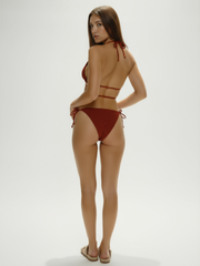 Solana Textured Halter Tie Bikini Set - Caramel