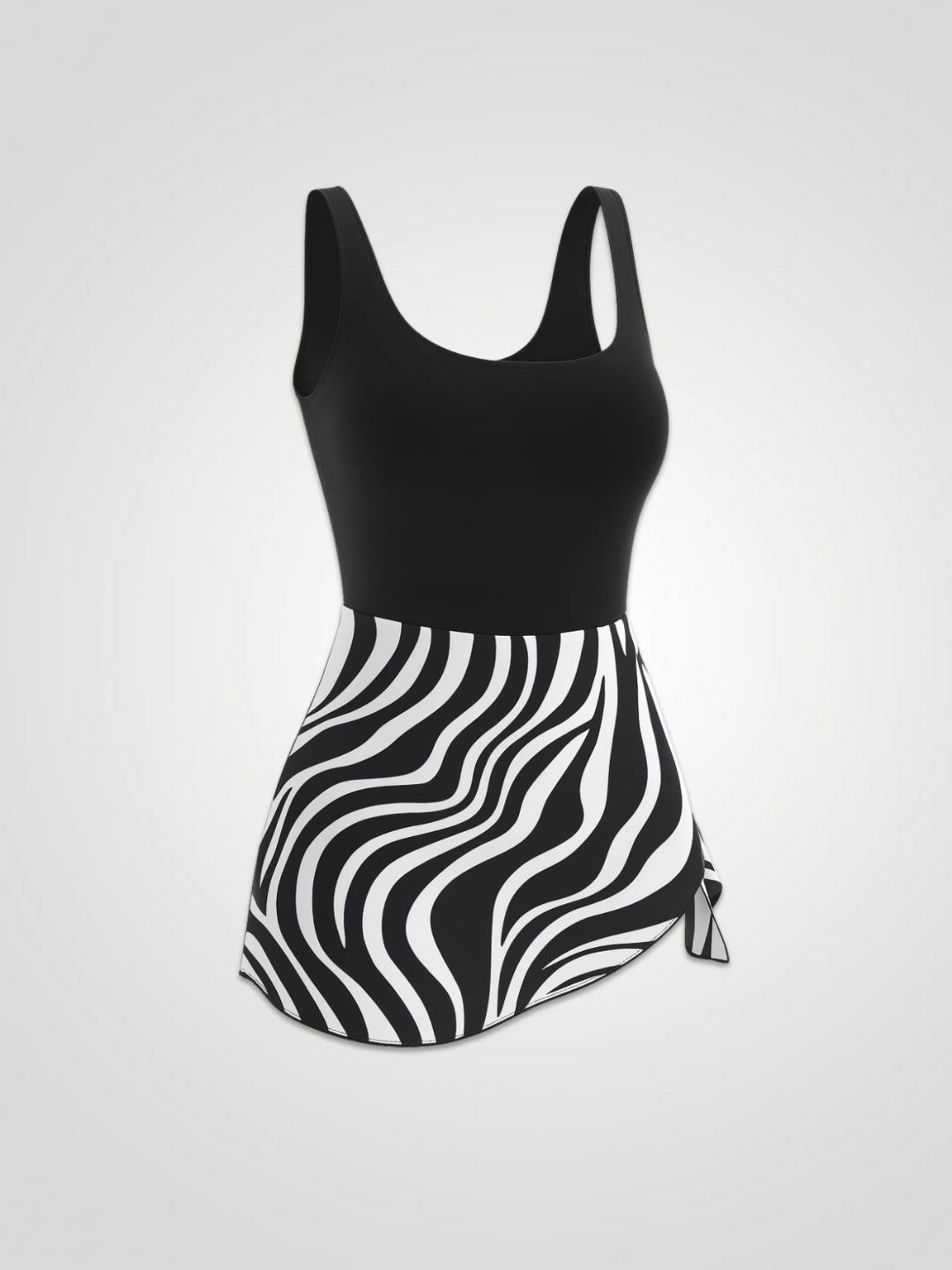 Aria Printed Scoop Neck Wide Strap One-Piece - Zebra