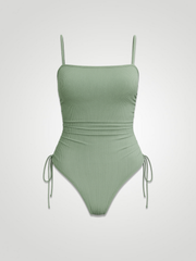 Sirena Ribbed Cutout One-Piece Swimsuit - Sage
