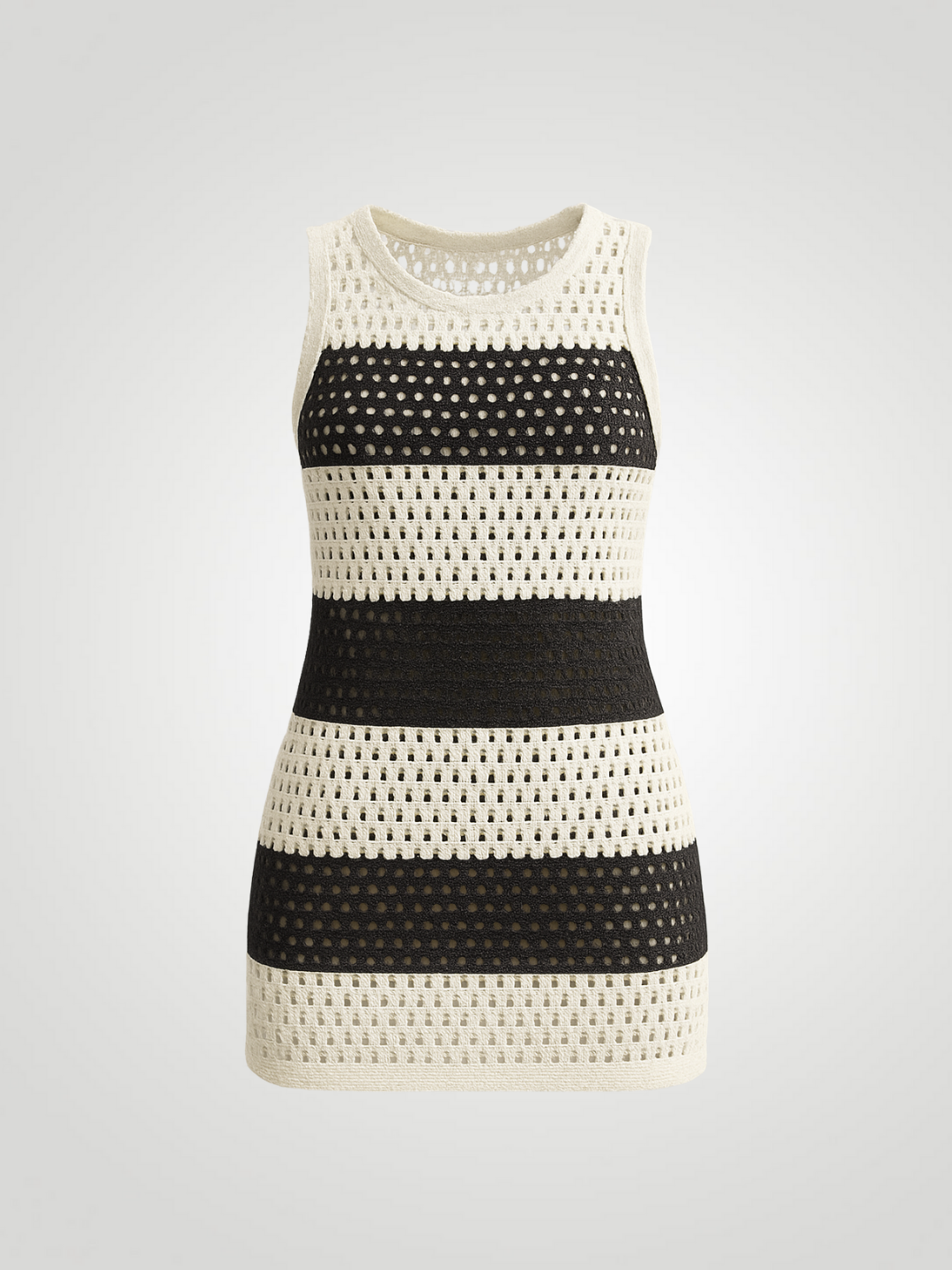 Riviera Openwork Cutout Back Cover-Up - B&W