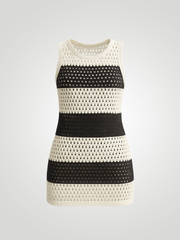 Riviera Openwork Cutout Back Cover-Up - B&W