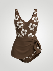 Aria Printed Scoop Neck Wide Strap One-Piece - Floral