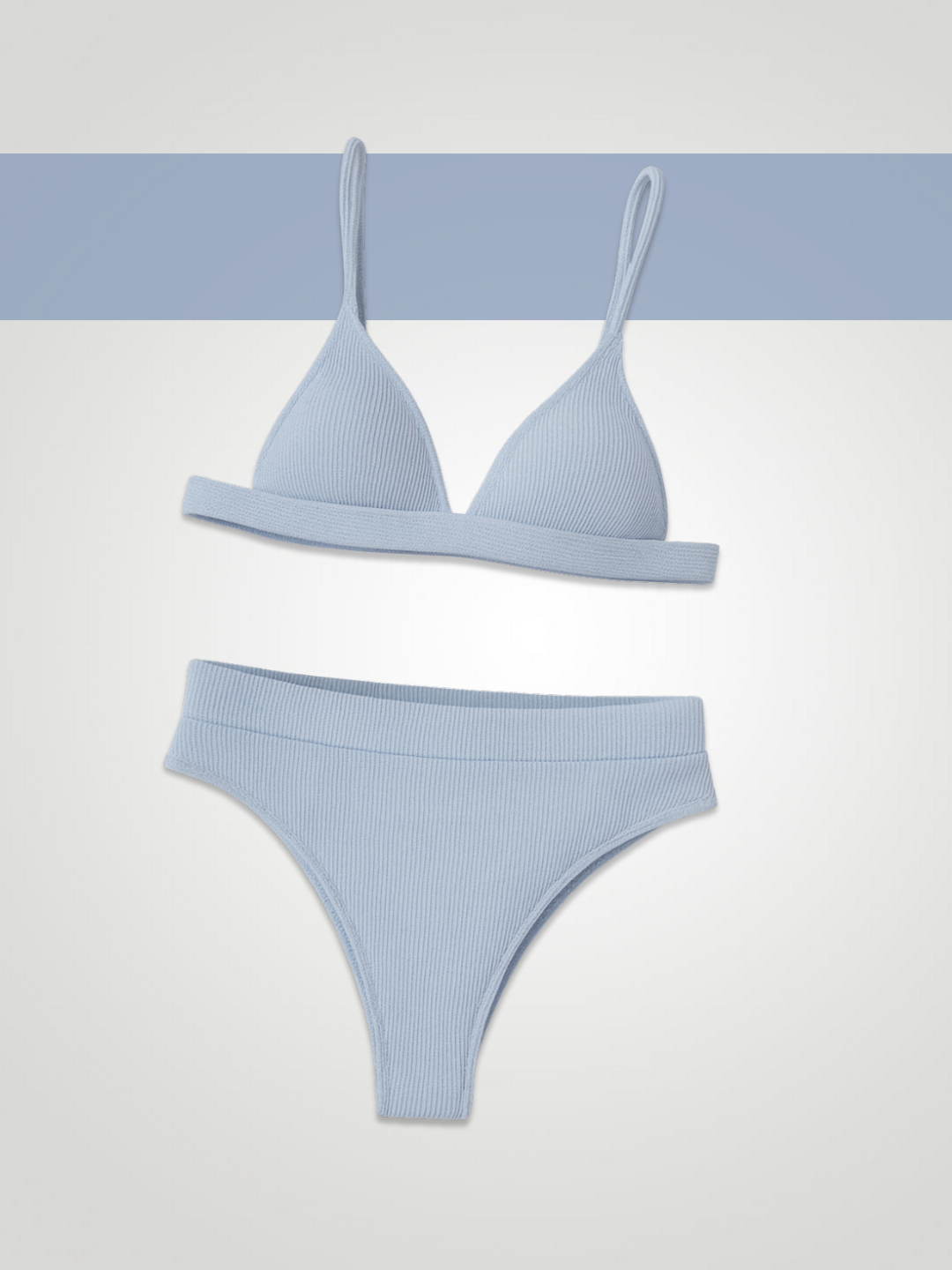 Nova Spaghetti Strap Ribbed Bikini Set - Light Blue