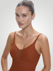 Liora Openwork Scoop Neck Tassel Cover-Up Dress - Brown
