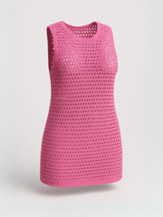 Riviera Openwork Cutout Back Cover-Up - Fuchsia Pink