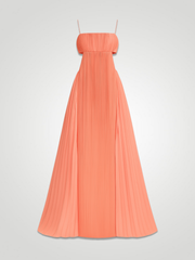 Selviera Cutout Ruched Maxi Cami Dress - Carrot Red