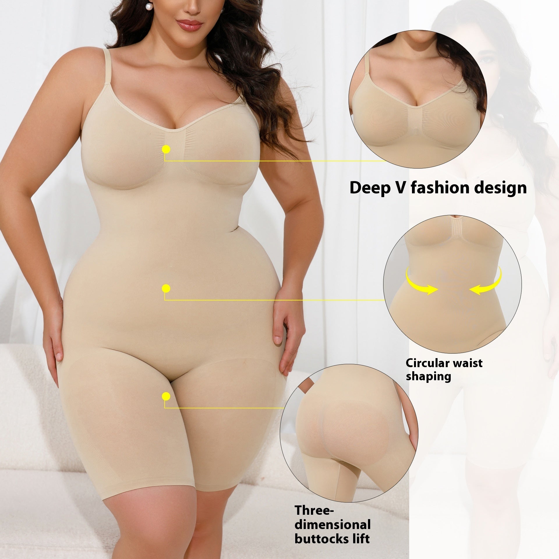 Skin Color Boxer Shapewear with Hip Support