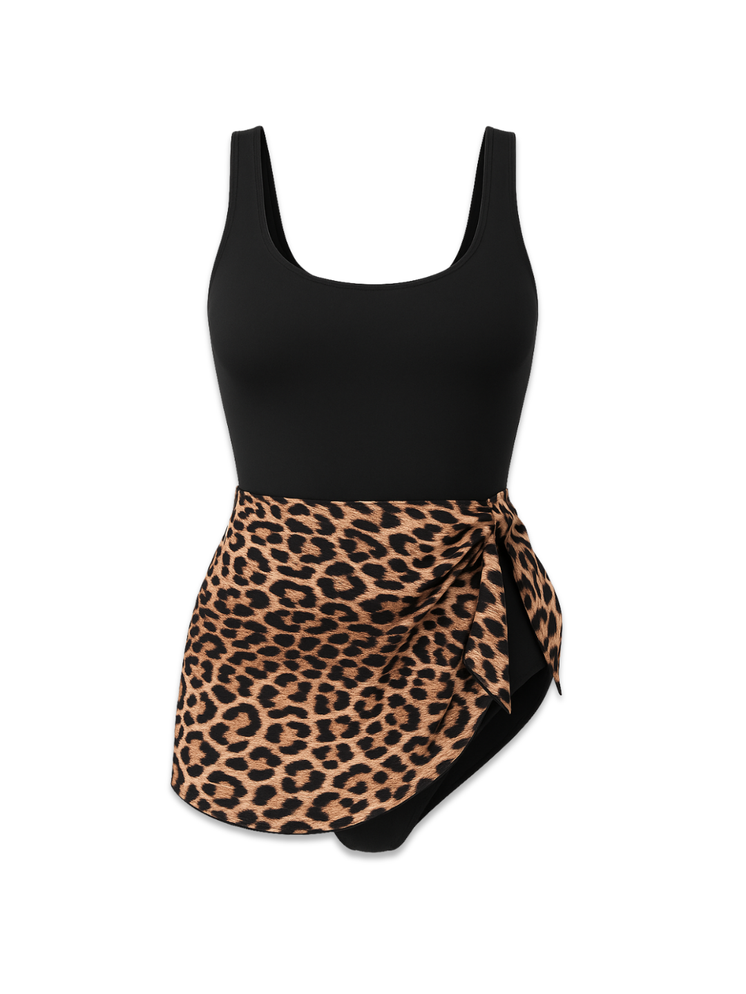 Aria Printed Scoop Neck Wide Strap One-Piece - Leopard