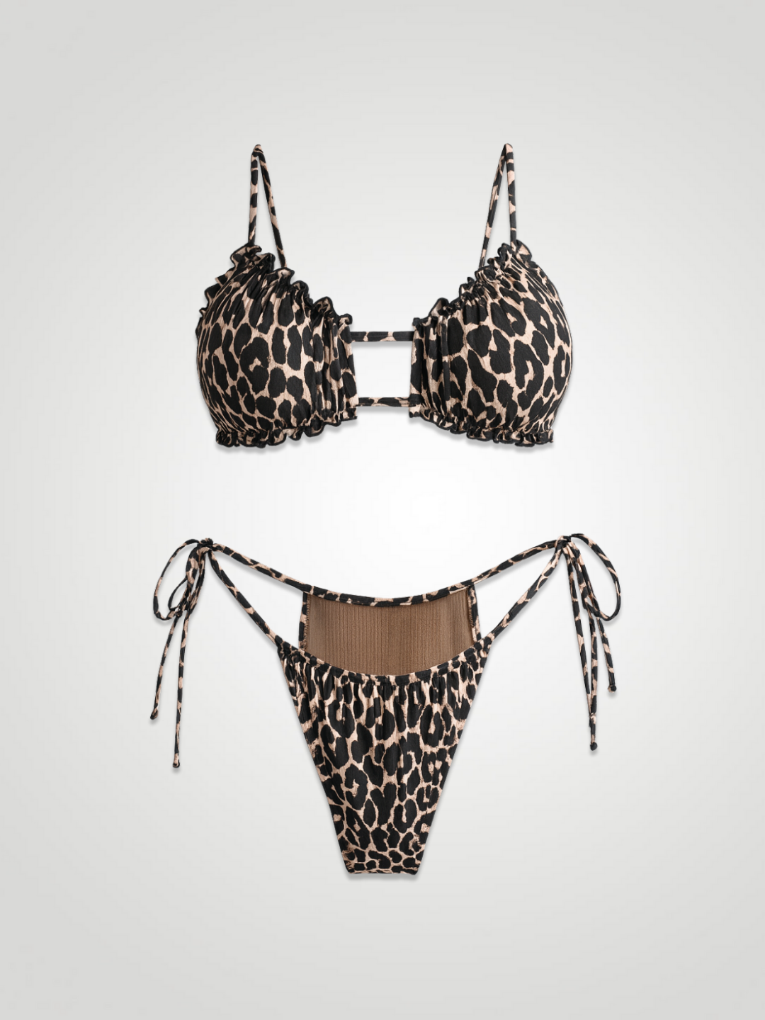 Luna Frill Halter Tie Bikini Set – Leopard
