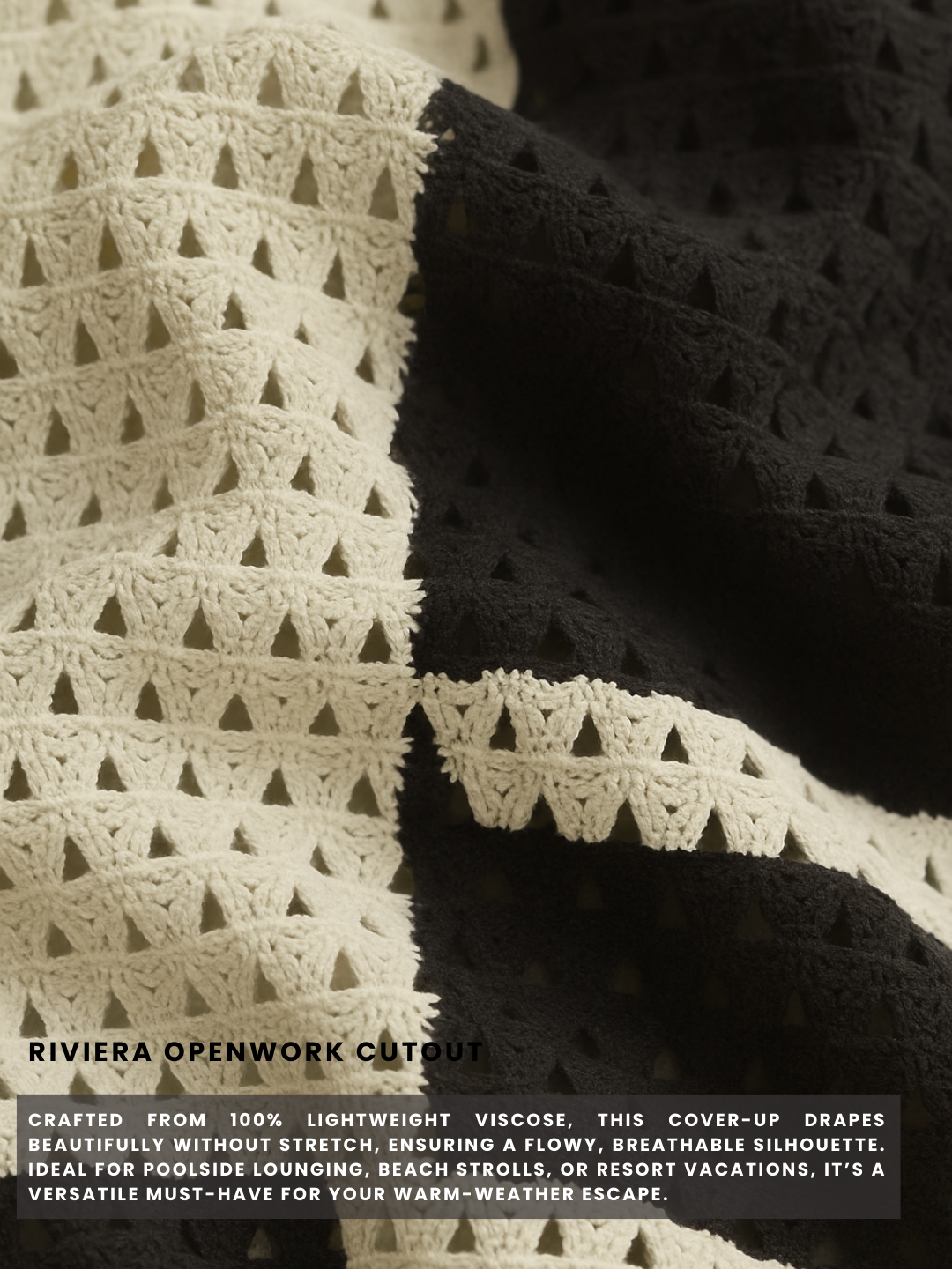 Riviera Openwork Cutout Back Cover-Up - B&W