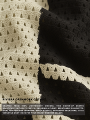 Riviera Openwork Cutout Back Cover-Up - B&W
