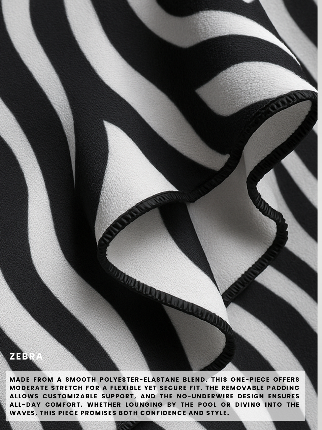 Aria Printed Scoop Neck Wide Strap One-Piece - Zebra