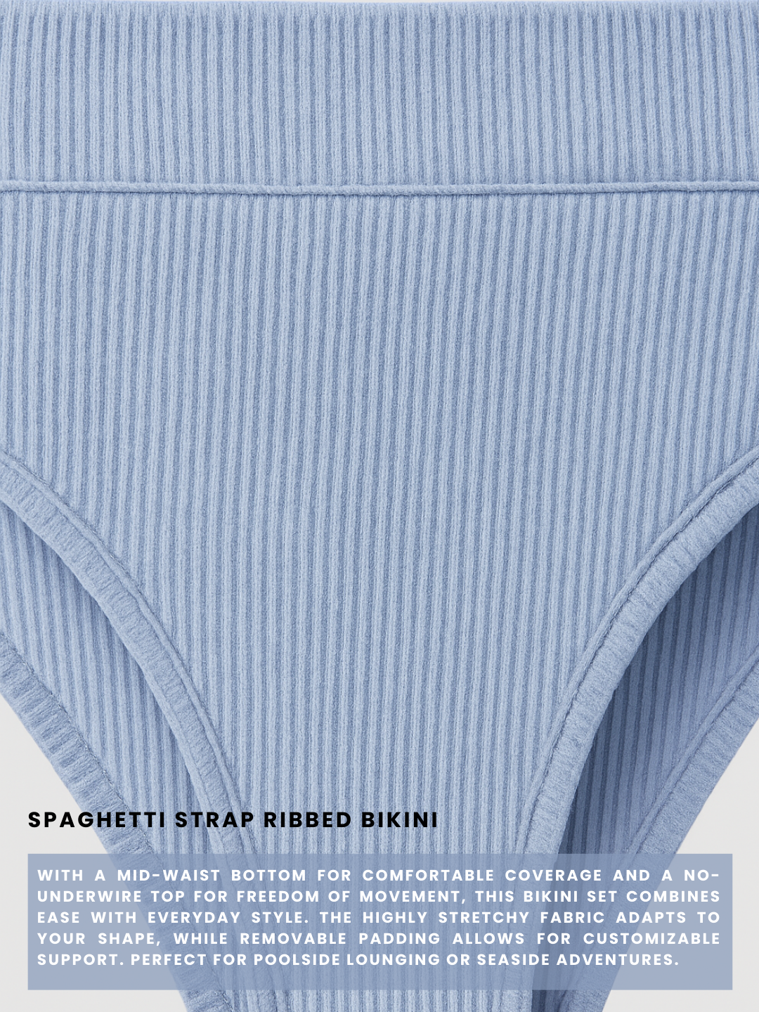 Nova Spaghetti Strap Ribbed Bikini Set - Light Blue