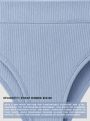 Nova Spaghetti Strap Ribbed Bikini Set - Light Blue