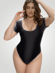 Coastal Ease Plus Size Scoop Neck One-Piece - Black