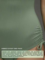Sirena Ribbed Cutout One-Piece Swimsuit - Sage