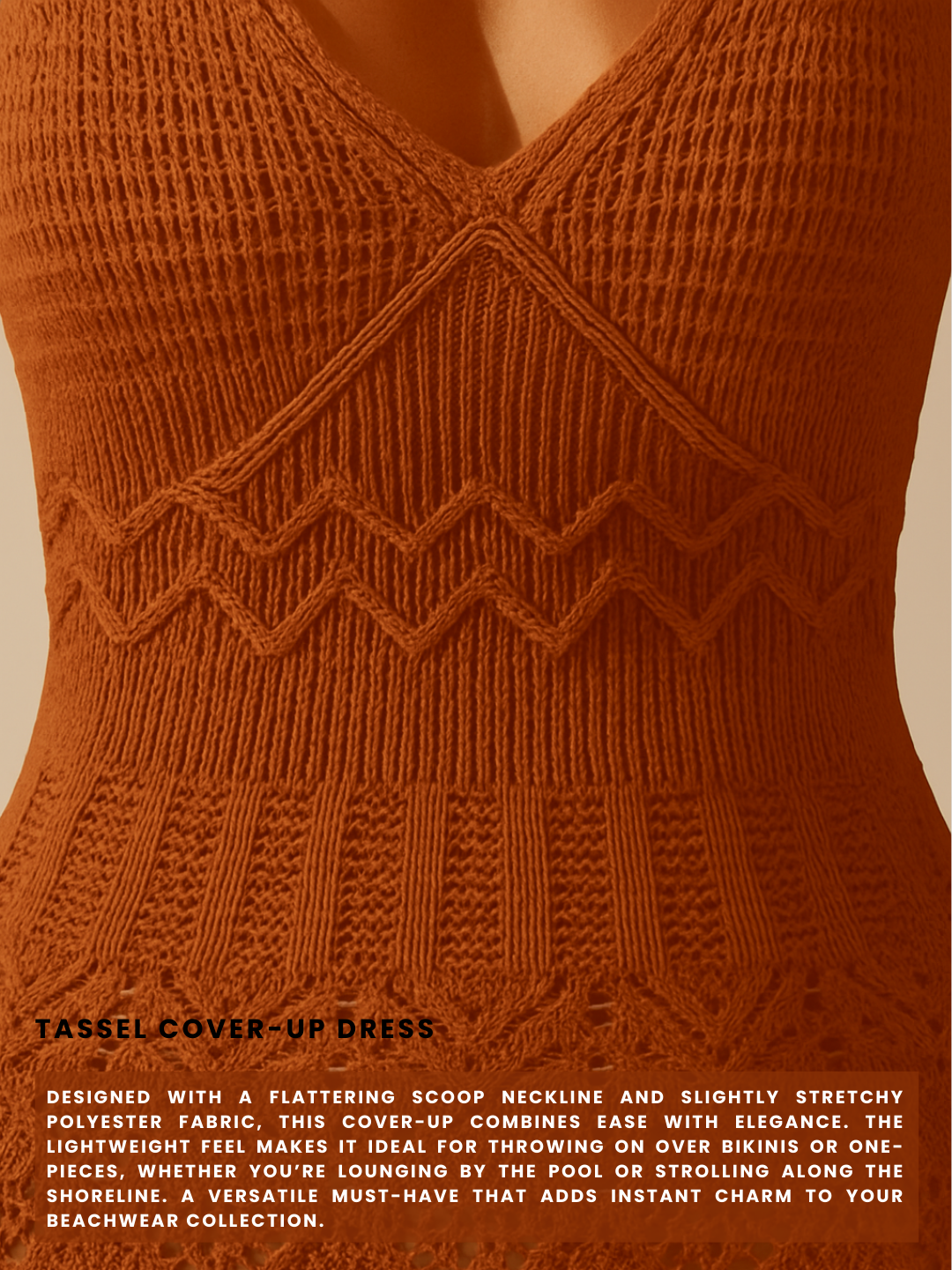 Liora Openwork Scoop Neck Tassel Cover-Up Dress - Brown