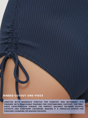 Sirena Ribbed Cutout One-Piece Swimsuit - Navy