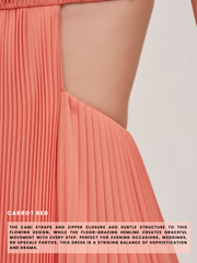 Selviera Cutout Ruched Maxi Cami Dress - Carrot Red