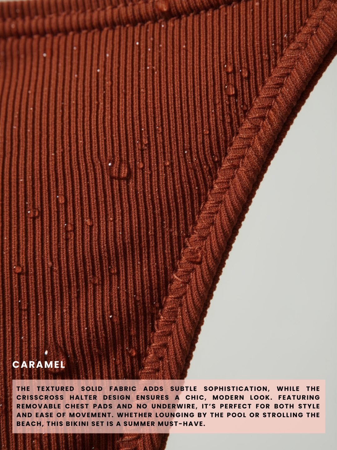 Solana Textured Halter Tie Bikini Set - Caramel