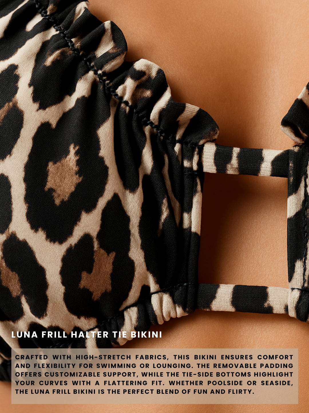 Luna Frill Halter Tie Bikini Set – Leopard