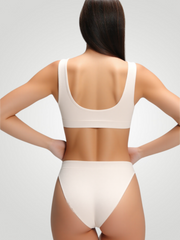 Solara Scoop Neck Wide Strap Swim Set - White