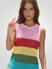 Riviera Openwork Cutout Back Cover-Up - Rainbow