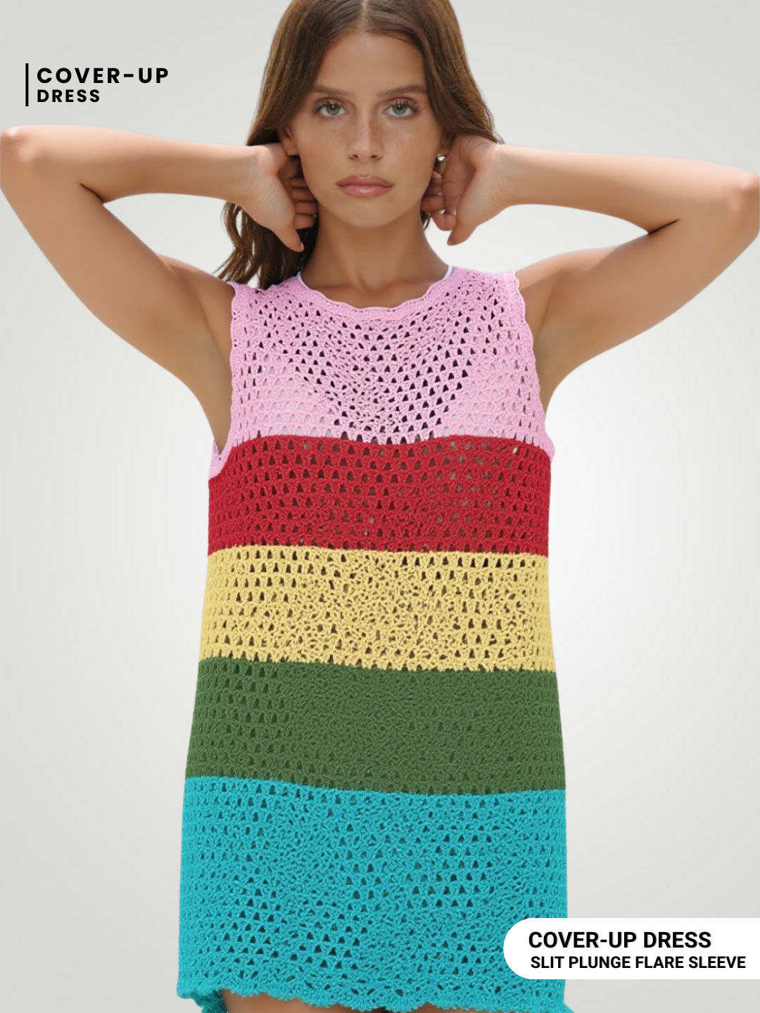 Riviera Openwork Cutout Back Cover-Up - Rainbow