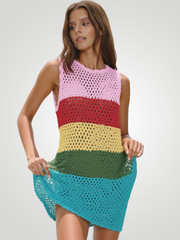 Riviera Openwork Cutout Back Cover-Up - Rainbow