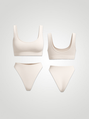 Solara Scoop Neck Wide Strap Swim Set - White