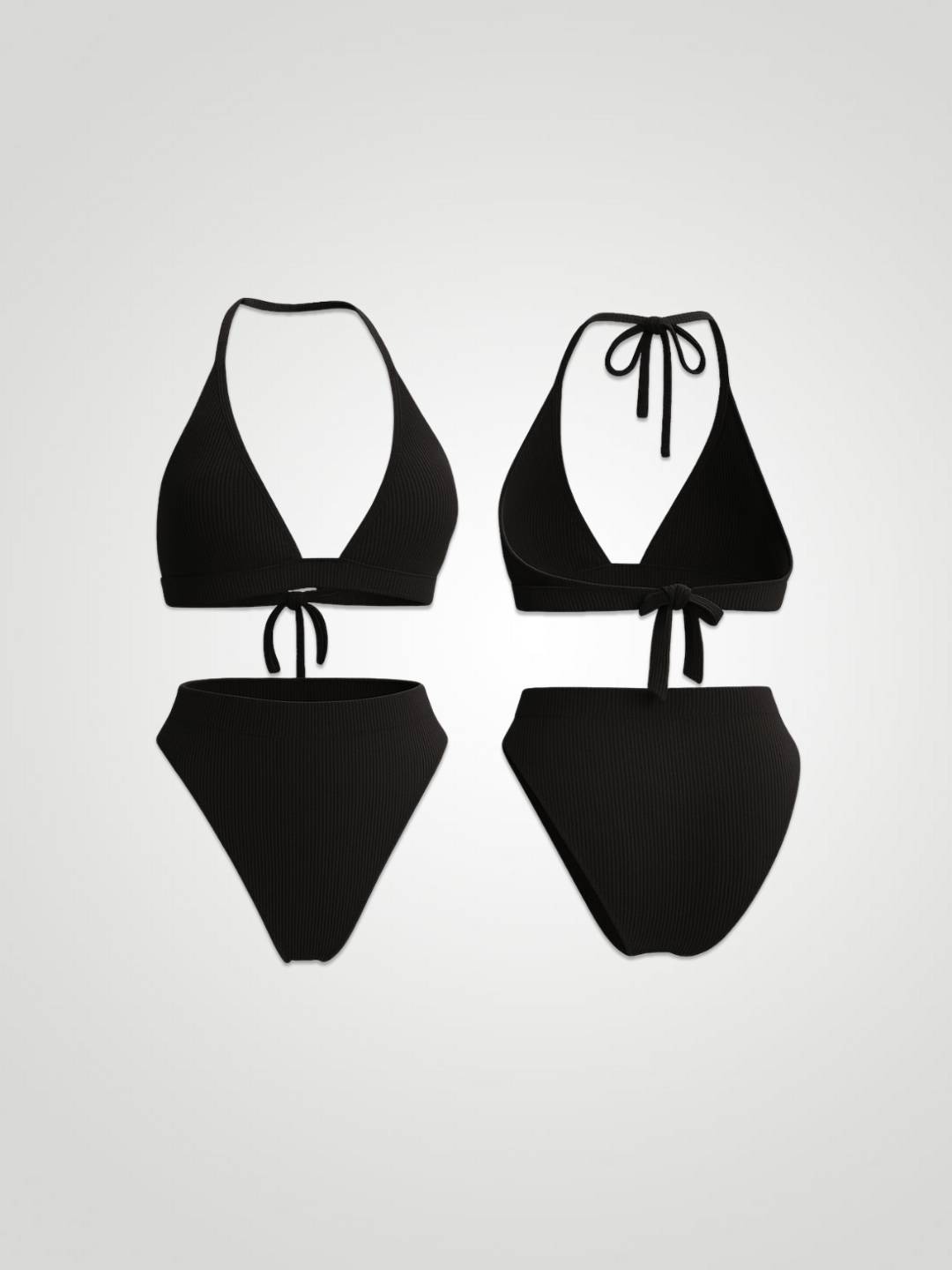 Marina Tied Halter Neck Bikini Set - Black