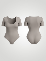 Coastal Ease Plus Size Scoop Neck One-Piece - Light Gray