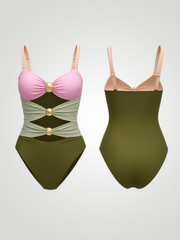 Marina Color Block Sweetheart One-Piece - Blush Pink