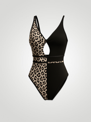 Zahara Tied Leopard Plunge One-Piece
