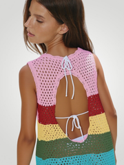 Riviera Openwork Cutout Back Cover-Up - Rainbow