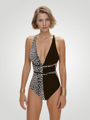 Zahara Tied Leopard Plunge One-Piece