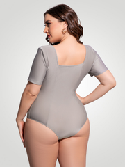 Coastal Ease Plus Size Scoop Neck One-Piece - Light Gray