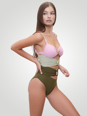 Marina Color Block Sweetheart One-Piece - Blush Pink