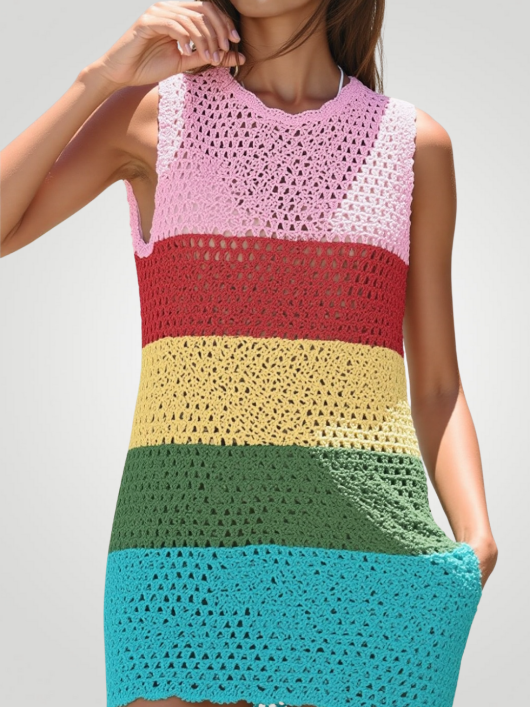 Riviera Openwork Cutout Back Cover-Up - Rainbow