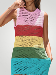 Riviera Openwork Cutout Back Cover-Up - Rainbow