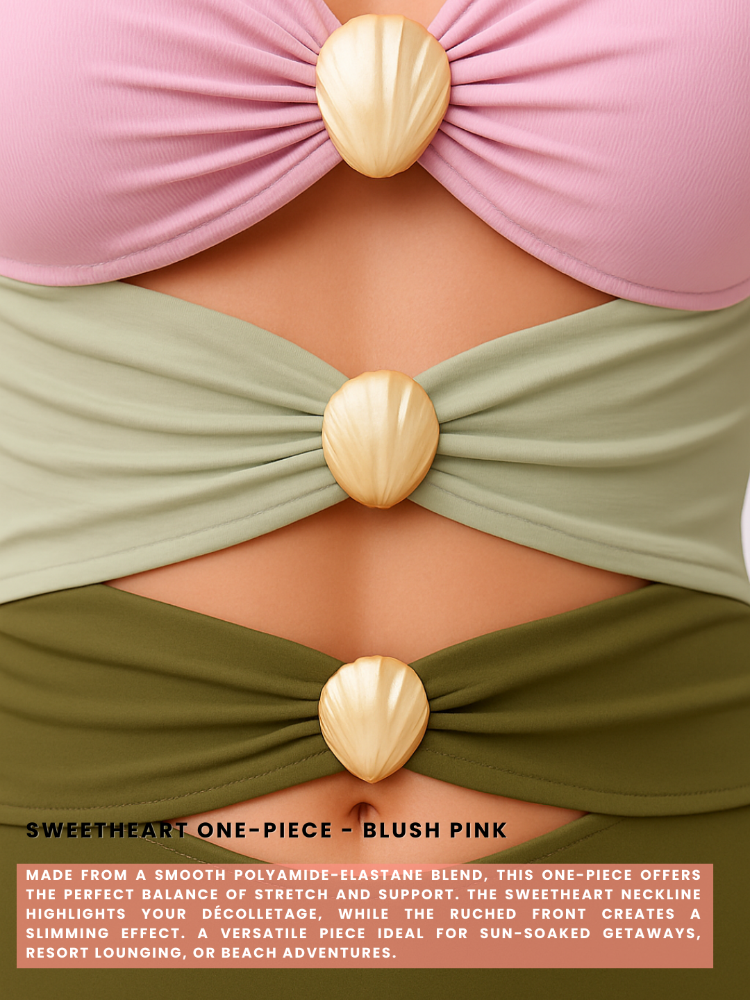 Marina Color Block Sweetheart One-Piece - Blush Pink